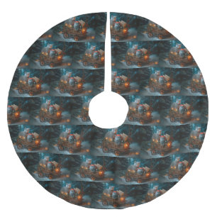 Russian Blue Cat Snowy Sleigh Weihnachtsdekor Polyester Weihnachtsbaumdecke