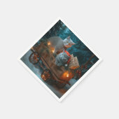 Russian Blue Cat Snowy Sleigh Weihnachtsdekor Serviette (Ecke)