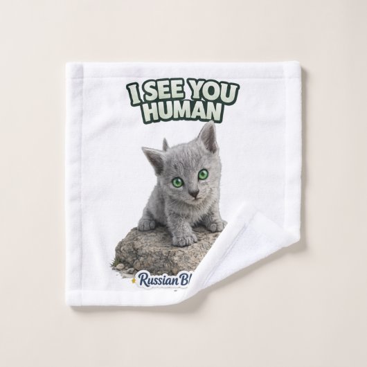 Russian Blue Cat Towel Set (Waschlappen)