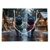 Russian Blue Cats Christmas Snow Holiday Große Geschenktüte (Vorderseite)