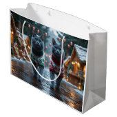 Russian Blue Cats Christmas Snow Holiday Große Geschenktüte (Rückseite Schrägansicht)