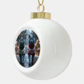 Russian Blue Cats Christmas Snow Holiday  Keramik Kugel-Ornament (Rechts)