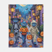 Russian Blue Cats in Halloween Costumes Fleecedecke (Vorderseite)