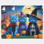 Russian Blue Cats Pumpkin Halloween Funny Fleecedecke (Vorderseite (Horizontal))