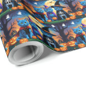 Russian Blue Cats Pumpkin Halloween Funny Geschenkpapier (Rolleneckpunkt)