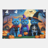 Russian Blue Cats Pumpkin Halloween Funny Geschirrtuch (Horizontal)