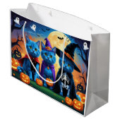 Russian Blue Cats Pumpkin Halloween Funny Große Geschenktüte (Rückseite Schrägansicht)