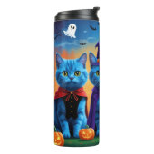 Russian Blue Cats Pumpkin Halloween Funny Thermosbecher (Nach links gedreht)
