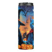 Russian Blue Cats Pumpkin Halloween Funny Thermosbecher (Rückseite)
