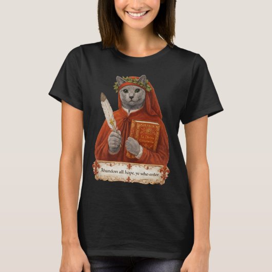 Russian Blue Dante Alighieri Cat T-Shirt (Vorderseite)
