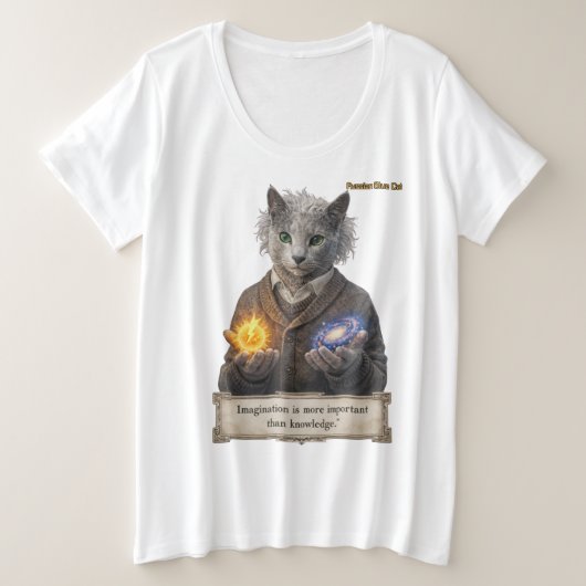 Russian Blue Einstein Cat - Imagination Große Größe T-Shirt (Design vorne)