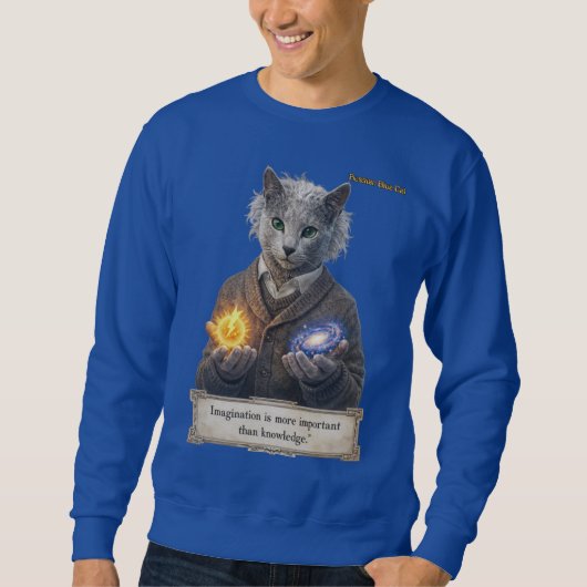 Russian Blue Einstein Cat - Imagination Sweatshirt (Vorderseite)