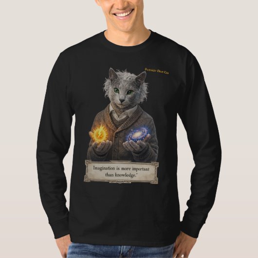 Russian Blue Einstein Cat - Imagination T-Shirt (Vorderseite)