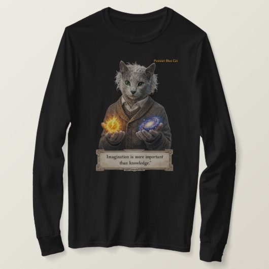 Russian Blue Einstein Cat - Imagination T-Shirt (Design vorne)
