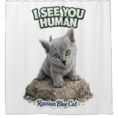 Russian Blue Kitten Curtain Duschvorhang (Vorderseite)