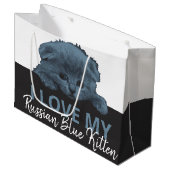 Russian Blue Kitten Große Geschenktüte (Vorderseite Schrägansicht)