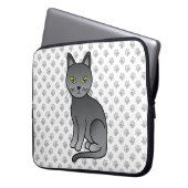 Russian Blue Niedlich Cartoon Cat Illustration & P Laptopschutzhülle (Vorderseite Links)