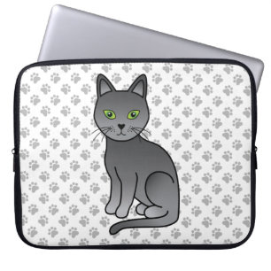 Russian Blue Niedlich Cartoon Cat Illustration & P Laptopschutzhülle