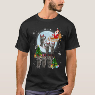 Russian Blue Reindee Christmas Russian Blue Cat L T-Shirt