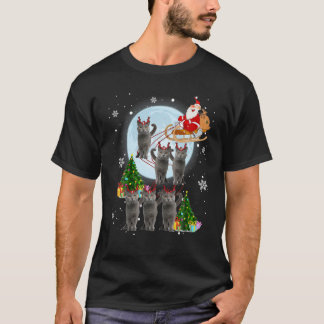 Russian Blue Reindee Christmas Russian Blue Cat L T-Shirt