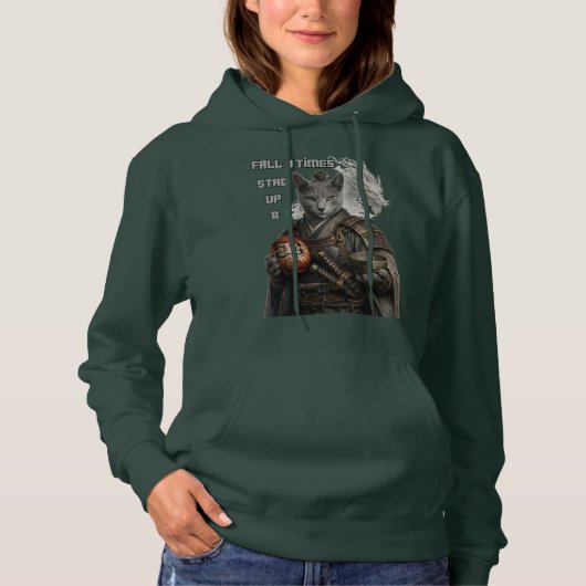 Russian Blue Samurai Cat Hoodie (Vorderseite)