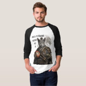 Russian Blue Samurai Cat T-Shirt (Vorne ganz)