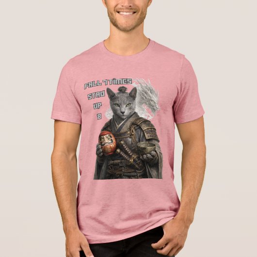 Russian Blue Samurai Cat Tri-Blend Shirt (Vorderseite)