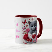 Russian Blue Teacup Kitten Valentine Tasse (VorderseiteRechts)
