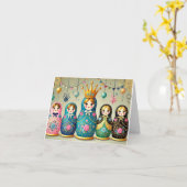 Russian Doll Birthday Card Karte (Gelbe Blume)