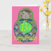 Russian Doll Happy 13. Geburtstag Karte (Gelbe Blume)