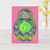 Russian Doll Happy 6. Geburtstag Karte (Gelbe Blume)