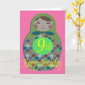 Russian Doll Happy 9. Geburtstag Karte (Gelbe Blume)