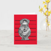 Russian Doll schwarz-weiß Karte (Gelbe Blume)