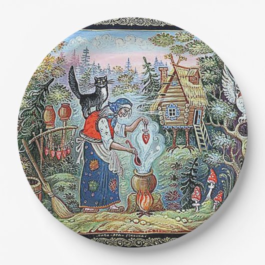 RUSSIAN  FAIRYTALE "BABA JAGA" PAPER PLATES PAPPTELLER (Vorderseite)