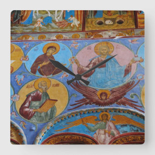 Russian frescoes quadratische wanduhr