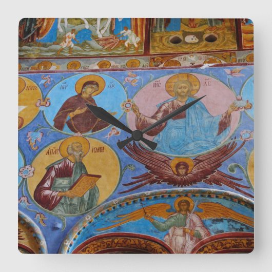 Russian frescoes quadratische wanduhr (Vorderseite)