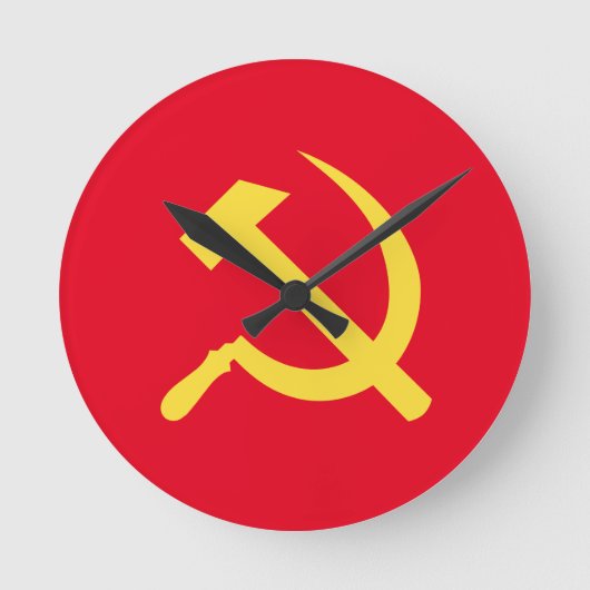 Russian Hammer and Sickle Round Wall Clock Runde Wanduhr (Vorderseite)