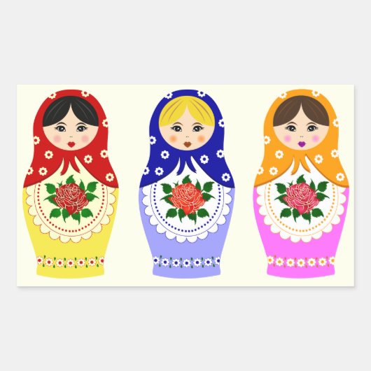 Russian matryoshka dolls rechteckiger aufkleber (Vorderseite)