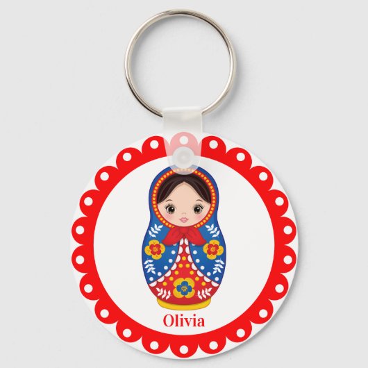 Russian Matryoshka, Nesting Babushka Doll Schlüsse Schlüsselanhänger (Vorderseite)