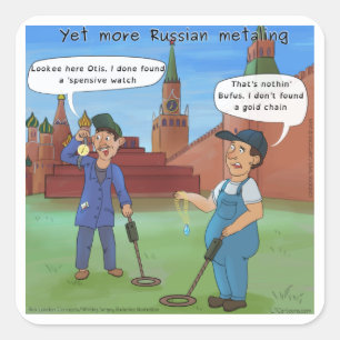 Russian Metal-Ing Funny Gifts von Rick London Quadratischer Aufkleber