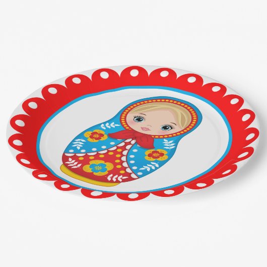 Russian Nesting Doll Matryoshka Paper Plate Pappteller (Schrägansicht)