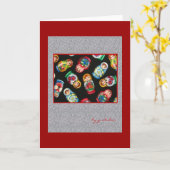 Russian Nesting Dolls Greeting Card Karte (Gelbe Blume)