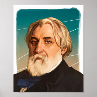 Russian Novelist Ivan Turgenev Illustration Poster