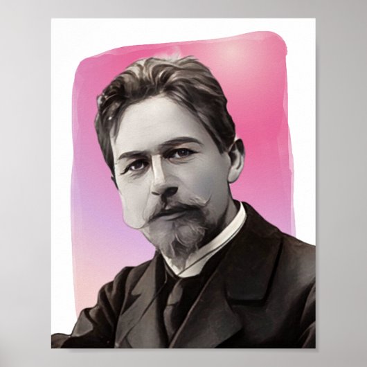 Russian Playwright Anton Chekhov Illustration Poster (Vorne)