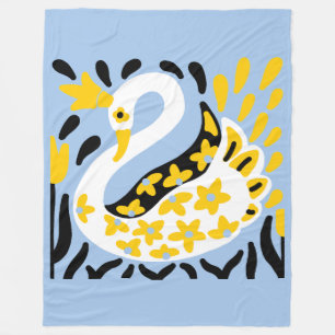 Russian Style Fairy Tale Royal Crowned Swan Fleecedecke