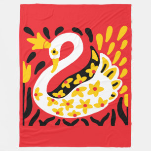 Russian Style Fairy Tale Royal Crowned Swan Fleecedecke