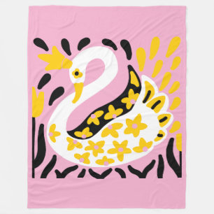 Russian Style Fairy Tale Royal Crowned Swan Fleecedecke