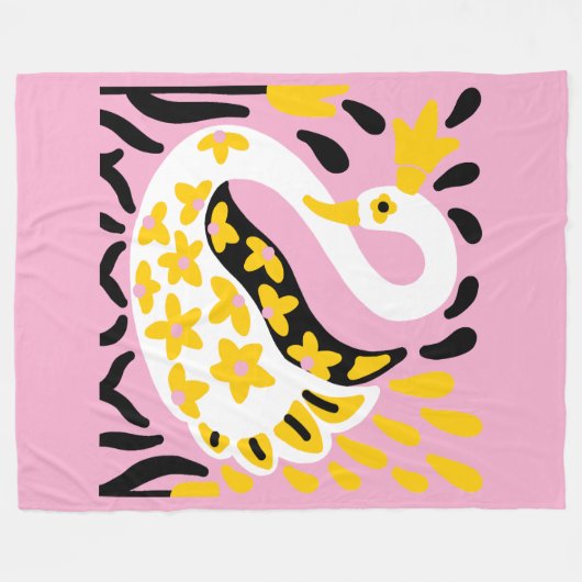 Russian Style Fairy Tale Royal Crowned Swan Fleecedecke (Vorderseite (Horizontal))