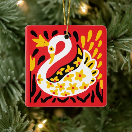 Russian Style Fairy Tale Royal Crowned Swan Keramikornament (Baum)