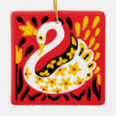 Russian Style Fairy Tale Royal Crowned Swan Keramikornament (Vorderseite)